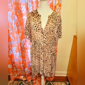 Torrid Sheer Leopard Print High Low Button Up Blouse